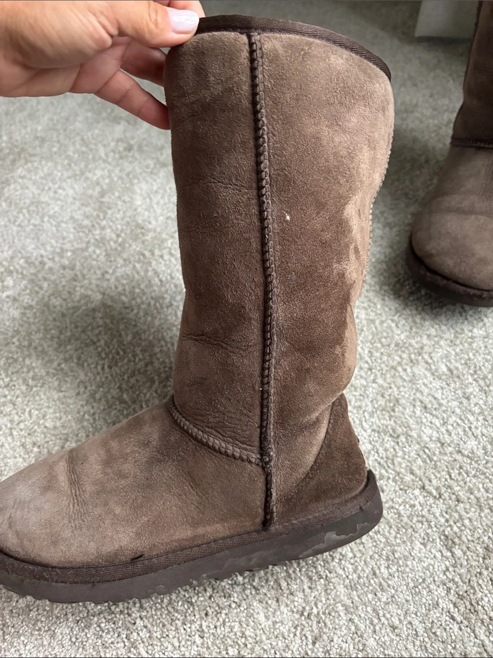 UGG Chocolate Suede Mid-Calf Shearling Boots